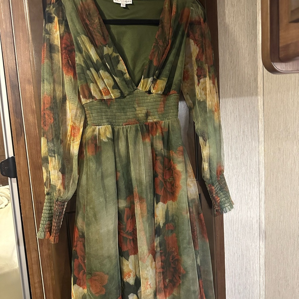 Baltic Born Green and Orange V-Neck Sundress